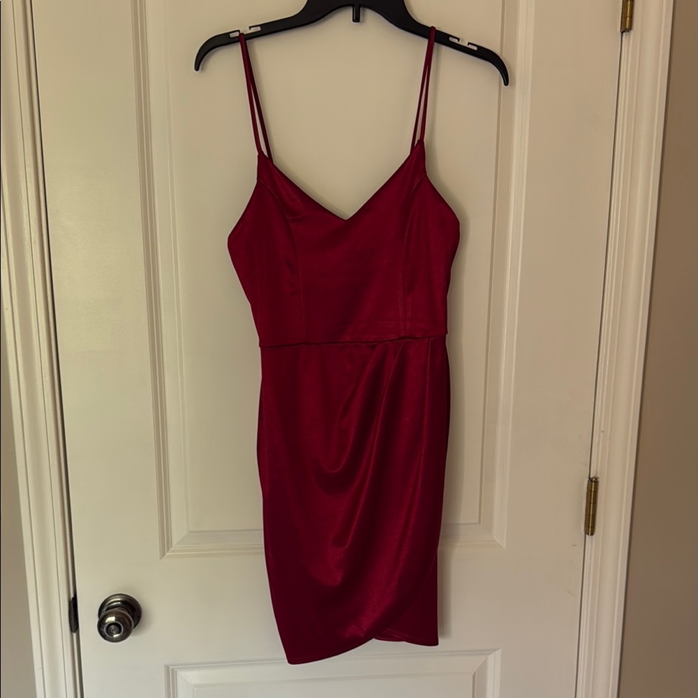 Lulu's Red Ruched Wrap Mini Dress